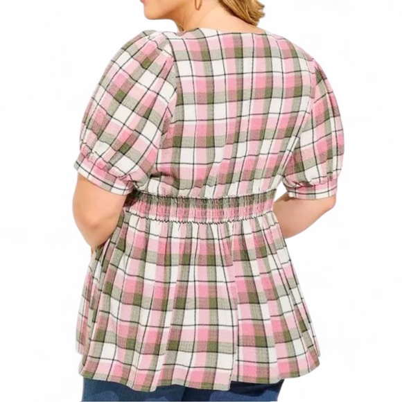 TORRID Babydoll Crinkle Flannel Gauze Button Up Short Sleeve Blouse NWT Size 1X - Picture 2 of 8
